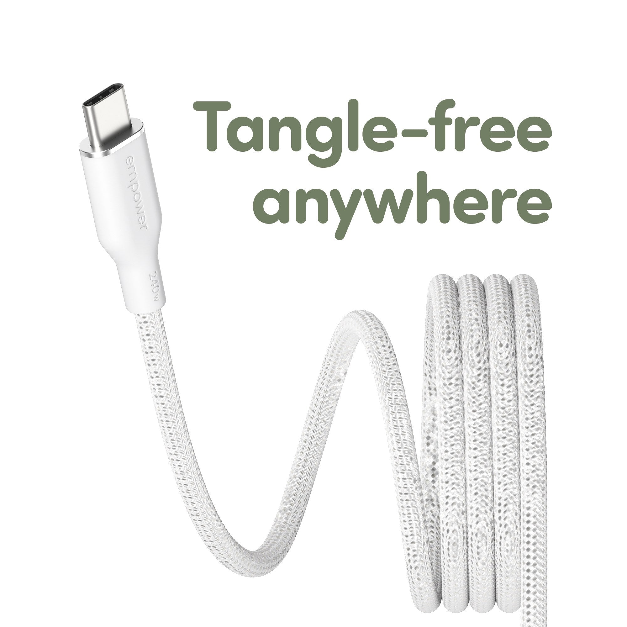 empower by PanzerGlass® Magnetic 240W USB-C to USB-C Kabel | USB 2.0 | 1.5M |Silber Weiss